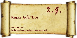 Kapy Gábor névjegykártya